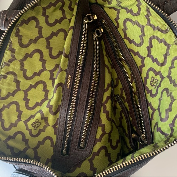 Oryany | Dark brown leather hobo slouch bag | Metal details, long strap, pockets - Picture 4 of 12